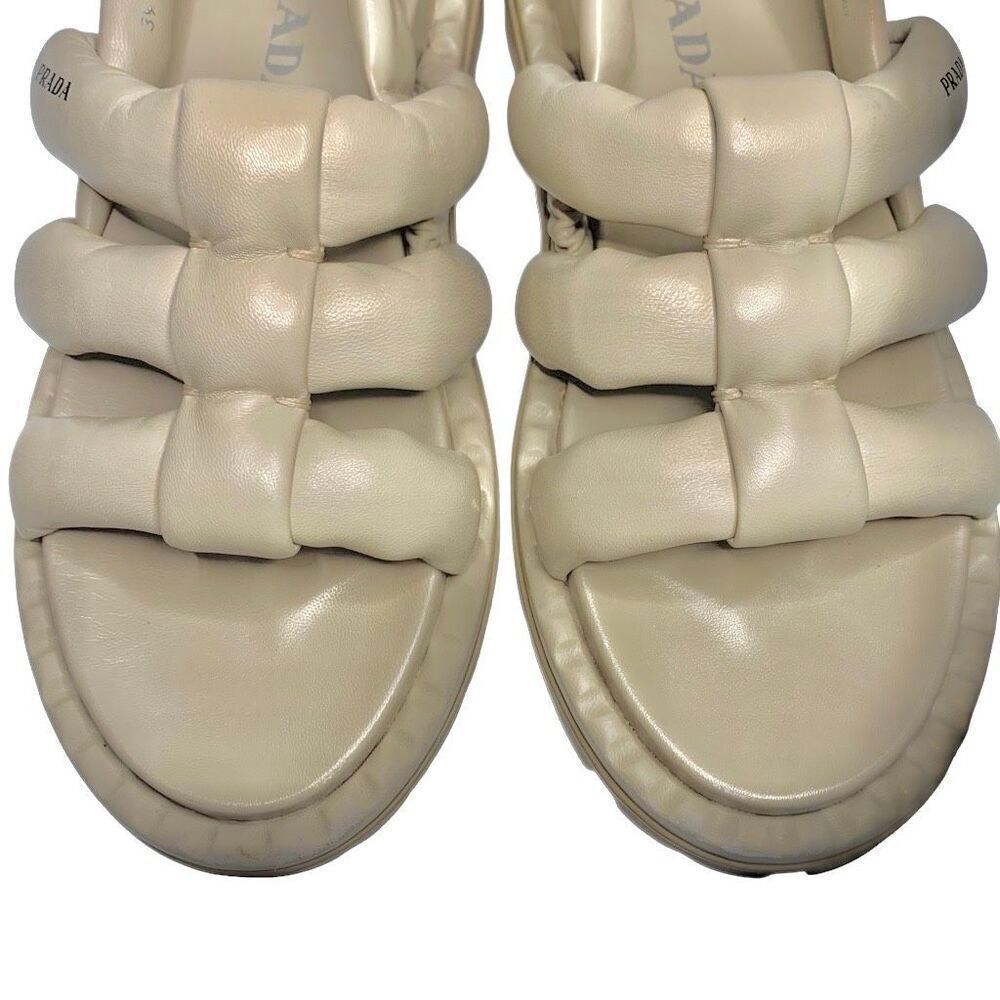Prada Blow Padded Leather Puffy Slingback Sport Sandal EU 39.5 US 9.5 Leather - Picture 4 of 12